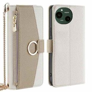 For Sharp Aquos R9 Crossbody Litchi Texture Leather Phone Case(White)