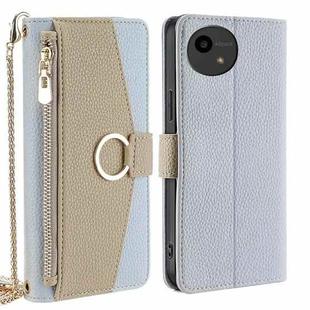 For Sharp Aquos wish4 Crossbody Litchi Texture Leather Phone Case(Blue)