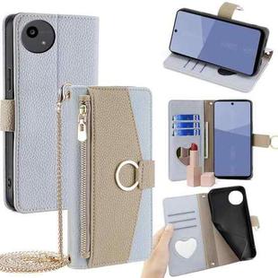 For Sharp Aqous wish5 Crossbody Litchi Texture Leather Phone Case(Blue)