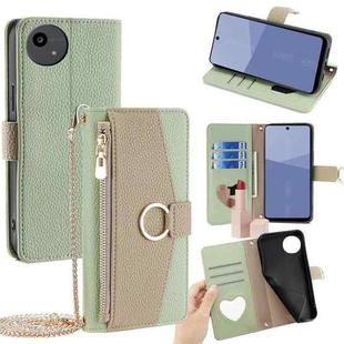 For Sharp Aqous wish5 Crossbody Litchi Texture Leather Phone Case(Green)