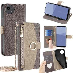 For Sharp Aqous wish5 Crossbody Litchi Texture Leather Phone Case(Grey)