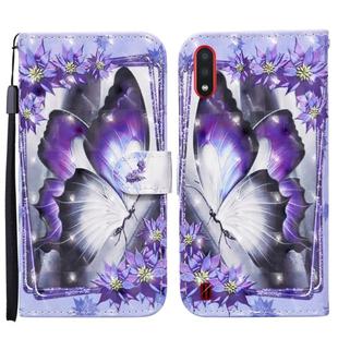 For Samsung Galaxy A01 Colored Drawing Pattern Horizontal Flip Leather Case with Holder & Card Slots & Wallet(Purple Flower Butterfly)