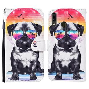 For Samsung Galaxy A20e / A10e Colored Drawing Pattern Horizontal Flip Leather Case with Holder & Card Slots & Wallet(Glasses Dog)