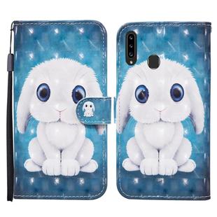 For Samsung Galaxy A20s Colored Drawing Pattern Horizontal Flip Leather Case with Holder & Card Slots & Wallet(Rabbit)