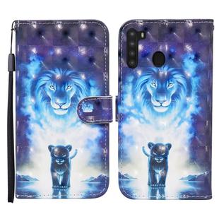 For Samsung Galaxy A21 Colored Drawing Pattern Horizontal Flip Leather Case with Holder & Card Slots & Wallet(Lion)