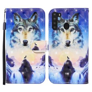 For Samsung Galaxy A21 Colored Drawing Pattern Horizontal Flip Leather Case with Holder & Card Slots & Wallet(Sunrise Wolf)