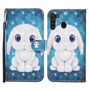 For Samsung Galaxy A21 Colored Drawing Pattern Horizontal Flip Leather Case with Holder & Card Slots & Wallet(Rabbit)