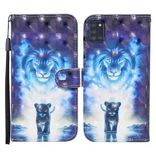 For Samsung Galaxy A21s Colored Drawing Pattern Horizontal Flip Leather Case with Holder & Card Slots & Wallet(Lion)
