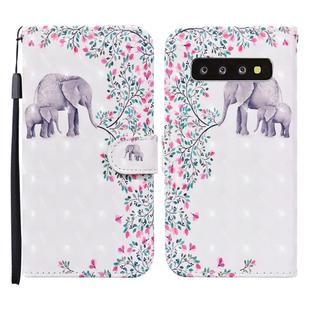 For Samsung Galaxy S10 Colored Drawing Pattern Horizontal Flip Leather Case with Holder & Card Slots & Wallet(Flower Elephant)