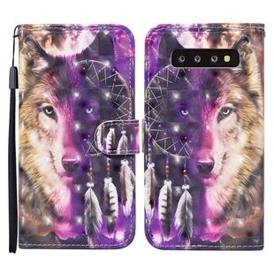 For Samsung Galaxy S10 Colored Drawing Pattern Horizontal Flip Leather Case with Holder & Card Slots & Wallet(Wind Chime Wolf)