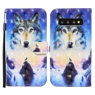 For Samsung Galaxy S10 Colored Drawing Pattern Horizontal Flip Leather Case with Holder & Card Slots & Wallet(Sunrise Wolf)
