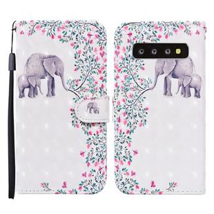 For Samsung Galaxy S10+ Colored Drawing Pattern Horizontal Flip Leather Case with Holder & Card Slots & Wallet(Flower Elephant)