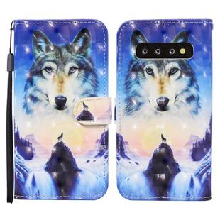 For Samsung Galaxy S10+ Colored Drawing Pattern Horizontal Flip Leather Case with Holder & Card Slots & Wallet(Sunrise Wolf)
