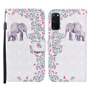 For Samsung Galaxy S20 Colored Drawing Pattern Horizontal Flip Leather Case with Holder & Card Slots & Wallet(Flower Elephant)