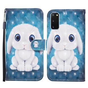 For Samsung Galaxy S20 Colored Drawing Pattern Horizontal Flip Leather Case with Holder & Card Slots & Wallet(Rabbit)