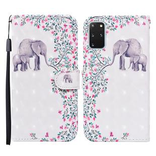 For Samsung Galaxy S20+ Colored Drawing Pattern Horizontal Flip Leather Case with Holder & Card Slots & Wallet(Flower Elephant)