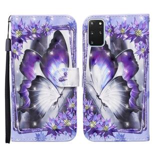 For Samsung Galaxy S20+ Colored Drawing Pattern Horizontal Flip Leather Case with Holder & Card Slots & Wallet(Purple Flower Butterfly)