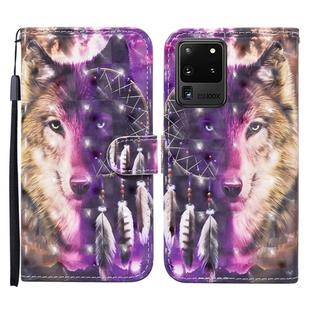 For Samsung Galaxy S20 Ultra Colored Drawing Pattern Horizontal Flip Leather Case with Holder & Card Slots & Wallet(Wind Chime Wolf)