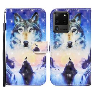 For Samsung Galaxy S20 Ultra Colored Drawing Pattern Horizontal Flip Leather Case with Holder & Card Slots & Wallet(Sunrise Wolf)