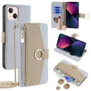 For iPhone 13 Crossbody Litchi Texture Leather Phone Case(Blue)