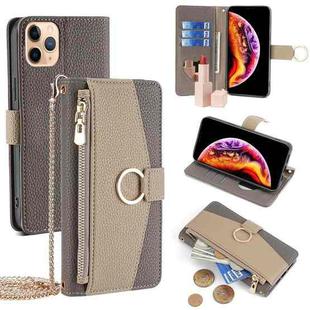 For iPhone 11 Pro Max Crossbody Litchi Texture Leather Phone Case(Grey)