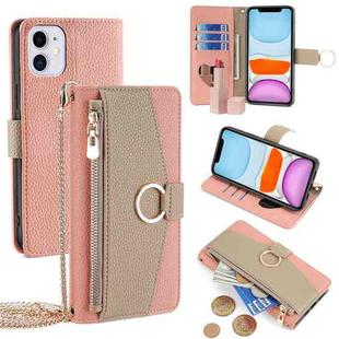 For iPhone 11 Crossbody Litchi Texture Leather Phone Case(Pink)