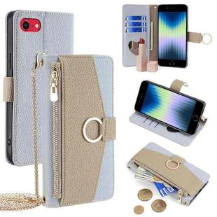 For iPhone SE 2020 / 8 / 7 Crossbody Litchi Texture Leather Phone Case(Blue)