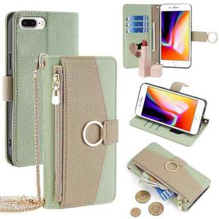 For iPhone 8 Plus / 7 Plus Crossbody Litchi Texture Leather Phone Case(Green)