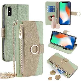 For iPhone X / XS Crossbody Litchi Texture Leather Phone Case(Green)