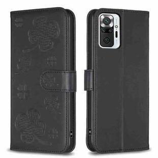 For Xiaomi Redmi Note 10 Pro Four-leaf Embossed Leather Phone Case(Black)