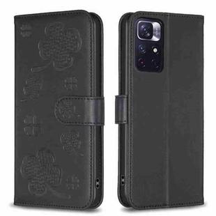 For Xiaomi Redmi Note 11 / 12S 4G Four-leaf Embossed Leather Phone Case(Black)