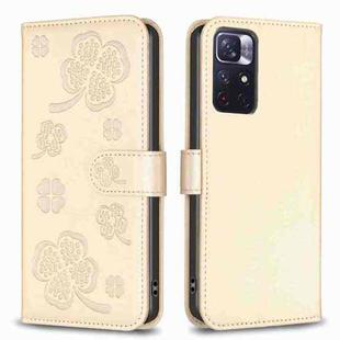 For Xiaomi Redmi Note 11 / 12S 4G Four-leaf Embossed Leather Phone Case(Gold)