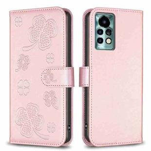 For Xiaomi Redmi Note 11 Pro Global Four-leaf Embossed Leather Phone Case(Pink)