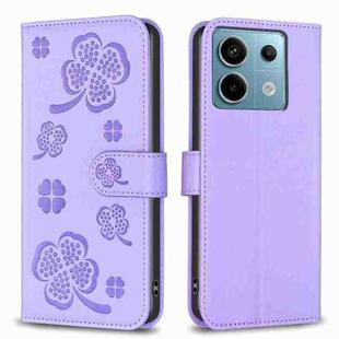 For Xiaomi Redmi Note 13 Pro 5G Four-leaf Embossed Leather Phone Case(Purple)