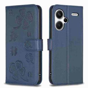 For Xiaomi Redmi Note 13 Pro+ 5G Four-leaf Embossed Leather Phone Case(Blue)