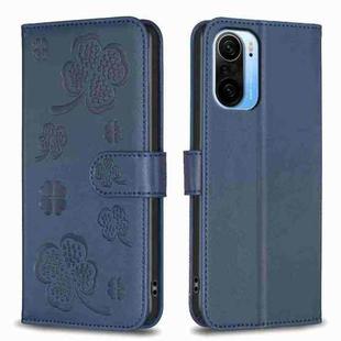 For Xiaomi Mi 11i / Poco F3 Four-leaf Embossed Leather Phone Case(Blue)