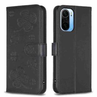 For Xiaomi Mi 11i / Poco F3 Four-leaf Embossed Leather Phone Case(Black)