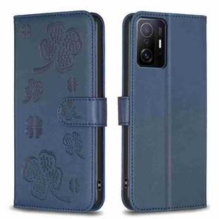 For Xiaomi 11T / 11T Pro Four-leaf Embossed Leather Phone Case(Blue)