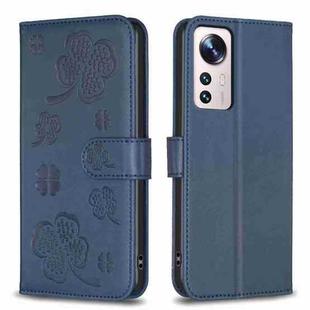 For Xiaomi 12 Lite Four-leaf Embossed Leather Phone Case(Blue)