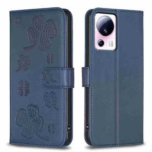 For Xiaomi 13 Lite 5G Four-leaf Embossed Leather Phone Case(Blue)