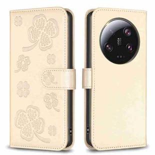 For Xiaomi 13 Ultra Four-leaf Embossed Leather Phone Case(Gold)