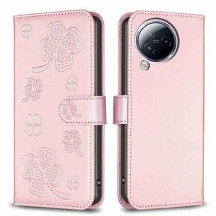 For Xiaomi Civi 3 5G Four-leaf Embossed Leather Phone Case(Pink)