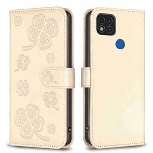 For Xiaomi Redmi 9C / 10A Four-leaf Embossed Leather Phone Case(Gold)