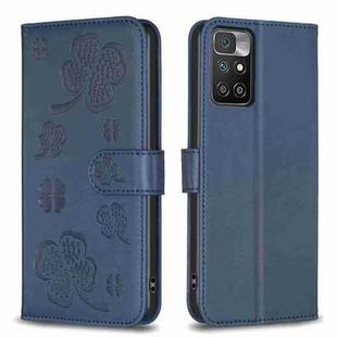 For Xiaomi Redmi 10 / Note 11 4G Four-leaf Embossed Leather Phone Case(Blue)