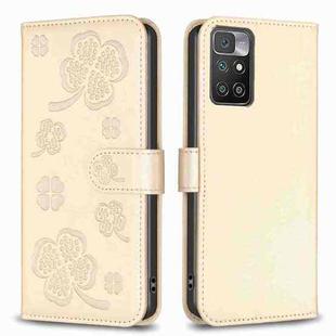 For Xiaomi Redmi 10 / Note 11 4G Four-leaf Embossed Leather Phone Case(Gold)