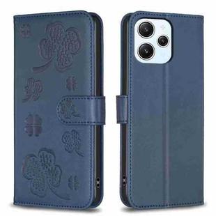 For Xiaomi Redmi 12 4G Four-leaf Embossed Leather Phone Case(Blue)