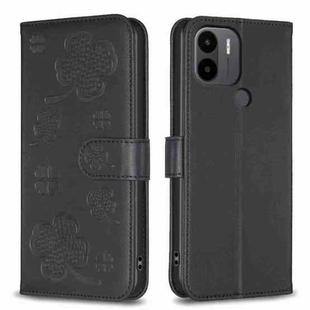 For Xiaomi Redmi A1+ / A2 Four-leaf Embossed Leather Phone Case(Black)