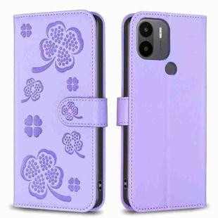 For Xiaomi Redmi A1+ / A2 Four-leaf Embossed Leather Phone Case(Purple)
