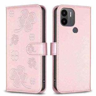 For Xiaomi Redmi A1+ / A2 Four-leaf Embossed Leather Phone Case(Pink)
