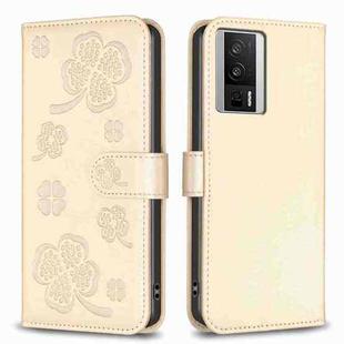 For Xiaomi Redmi K60 / K60 Pro Four-leaf Embossed Leather Phone Case(Gold)